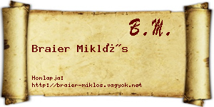Braier Miklós névjegykártya